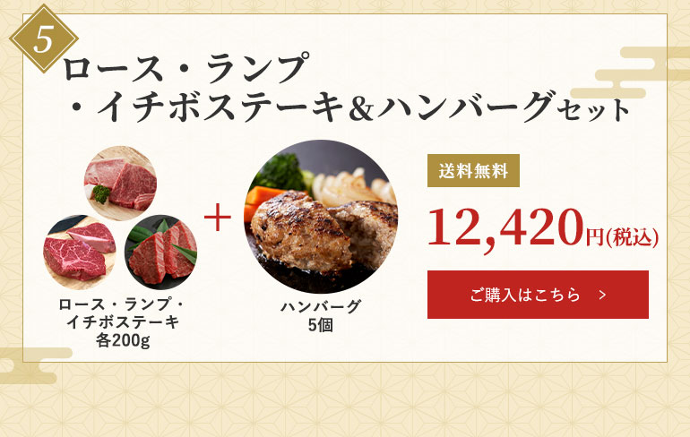 ロース・ランプ・イチボステーキ＆ハンバーグ